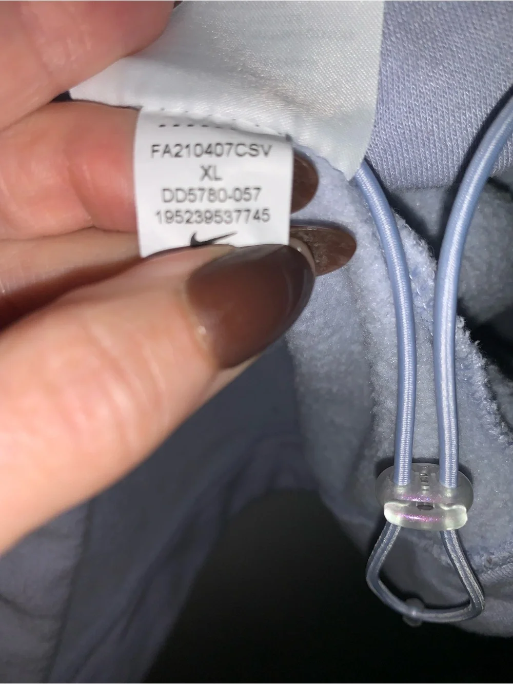 Nike Lilac Hoodie XL Iridescent Swoosh Bungee Hem Pullover